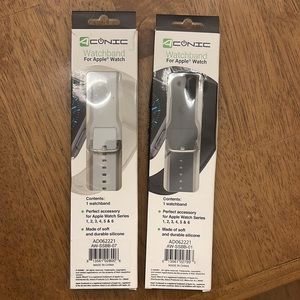 2-Aconic Silicone Bands for Apple Watch, Gray and black Fits 1 thru 6  38/40mm